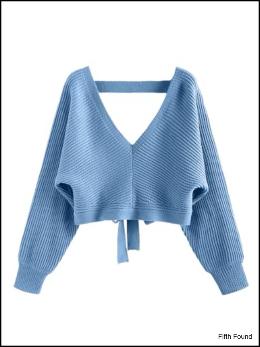 Cropped Ribbed Knit Pullover Sweater with Backless Tie